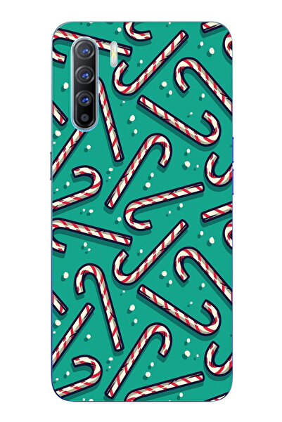 TechTree حافظة سيليكون متوافقة مع هاتف اوبو رينو 3-A91 موديل مطبوع مع حلوى عي...