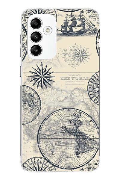 TechTree حافظة سيليكون متوافقة مع هاتف سامسونج جالاكسي A05s تحمل خريطة العالم...