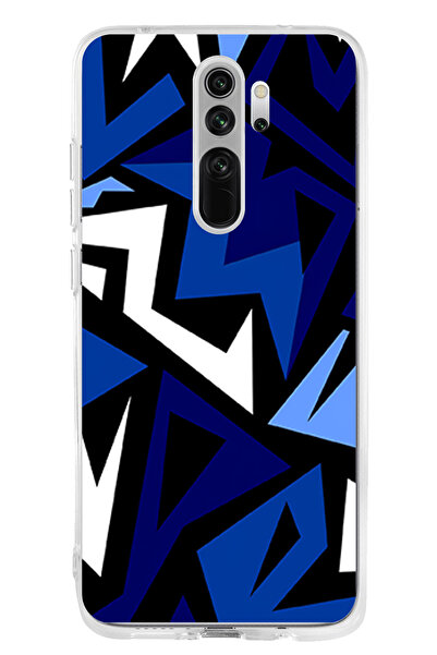 TechTree Redmi Note 8 Pro Compatible Modern Blue Geometric Mosaic Printed Sil...