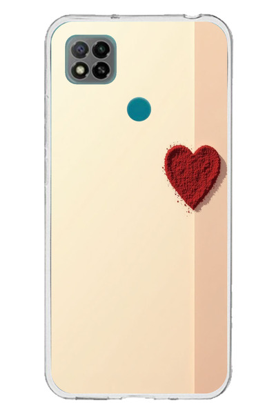 TechTree Redmi 9C / 10A Compatible Cream Background Red Heart Printed Silicone Case