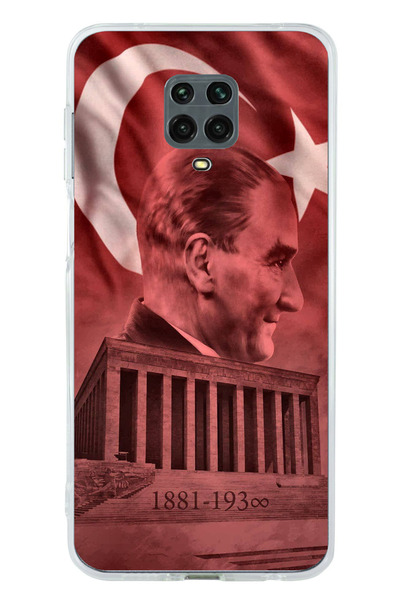 TechTree حافظة سيليكون متوافقة مع هاتف Redmi Note 9 PRO-9S تصور صورة أتاتورك وانيماتيكابير مطبوع