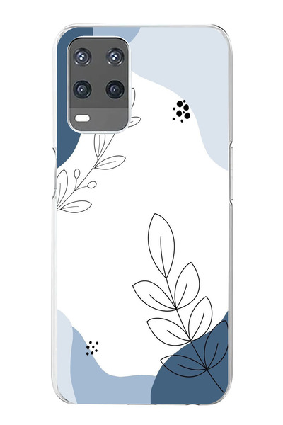 TechTree حافظة سيليكون متوافقة مع هاتف OPPO A54 ذات أشكال هادئة زرقاء وخطوط ن...