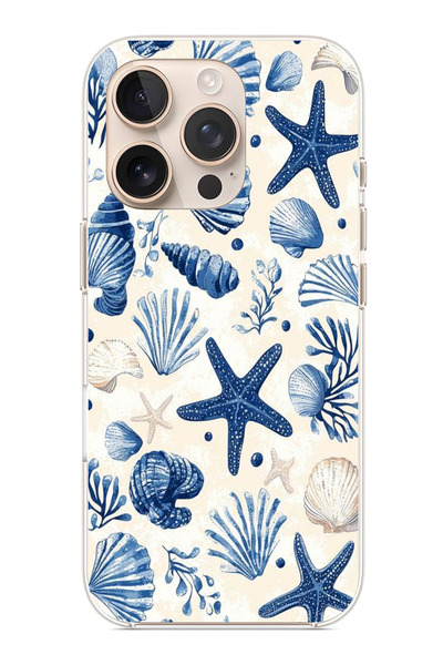 TechTree حافظة سيليكون مطبوع متوافقة مع هاتف iPhone 16 PRO MAX بنمط صدفة البح...