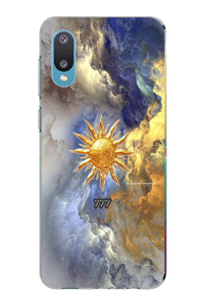 TechTree حافظة سيليكون متوافقة مع هاتف سامسونج جالاكسي A02 777 بتصميم الشمس و...