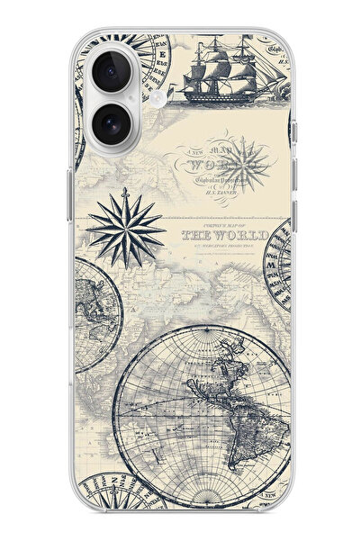 TechTree حافظة سيليكون متوافقة مع هاتف iPhone 16 PLUS تحتوي على خريطة العالم ...