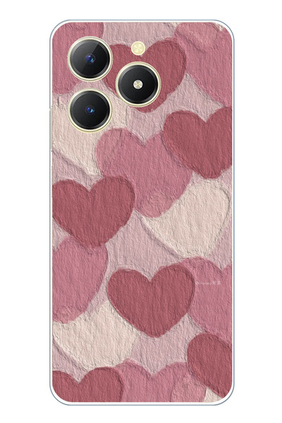 TechTree حافظة سيليكون مطبوع متوافقة مع هاتف Realme C61 بلون وردي باستيل وقلب...