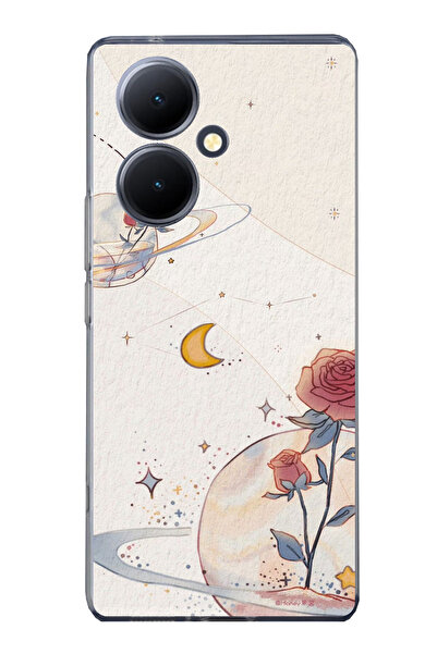 TechTree حافظة سيليكون متوافقة مع هاتف Vivo V29 Lite 5G، بتصميم كوكب ونجمة وو...