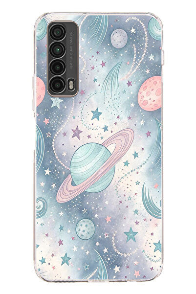 TechTree حافظة سيليكون ناعمة متوافقة مع هاتف هواوي بي سمارت 2021 بلون كواكب مطبوع