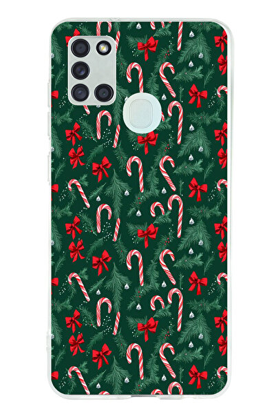 TechTree حافظة سيليكون متوافقة مع هاتف سامسونج جالاكسي A21S لشجرة عيد الميلاد وعصا الحلوى مطبوع