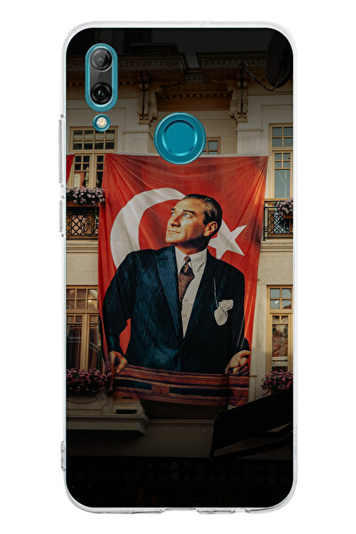 TechTree حافظة سيليكون متوافقة مع هاتف Huawei P Smart 2019 بتفاصيل علم كبير أ...