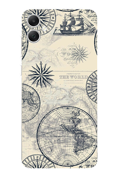 TechTree حافظة سيليكون متوافقة مع هاتف سامسونج جالاكسي A05 تحمل خريطة العالم ...