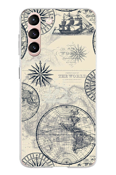 TechTree حافظة سيليكون متوافقة مع هاتف سامسونج جالاكسي S21 وخرائط العالم القد...