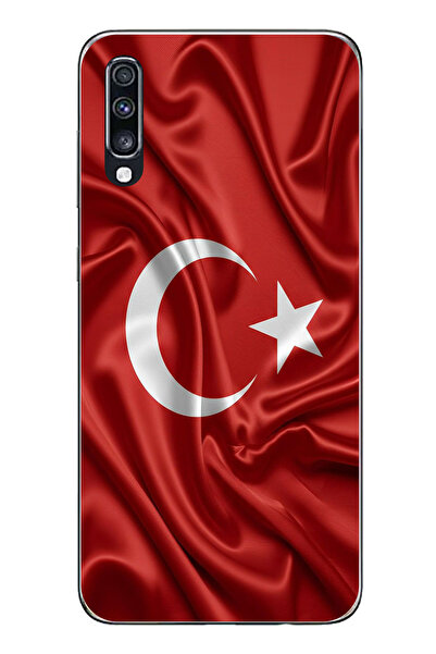 TechTree حافظة سيليكون متوافقة مع هاتف سامسونج جالاكسي A70 بعلم تركيا مطبوع