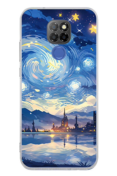 TechTree حافظة سيليكون متوافقة مع جهاز General Mobile GM 20 Starry Sky and City Silhouette مطبوع