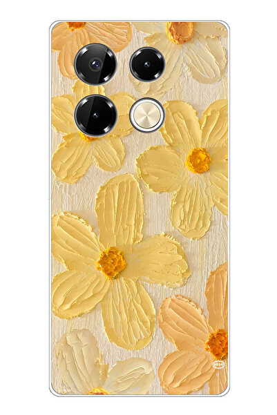 TechTree حافظة سيليكون متوافقة مع هاتف Infinix Note 40 PRO بلون أصفر ديزي مطبوع