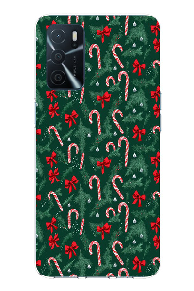 TechTree حافظة سيليكون متوافقة مع هاتف اوبو A16 لشجرة عيد الميلاد وعصا الحلوى...