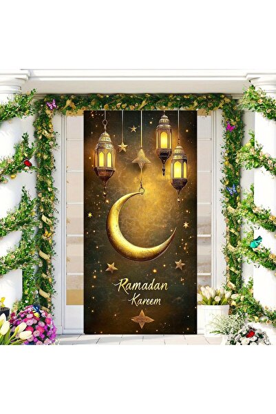 PROMISEBACKDROP2 190x75cm Lastikli kapı süsü, Kumaş kapı giydirme,Ramadan Doo...
