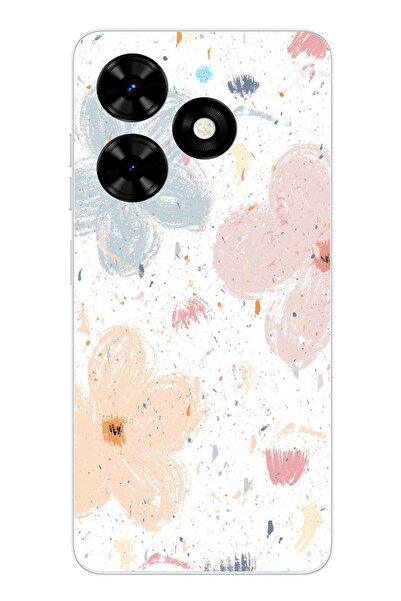 TechTree حافظة سيليكون مطبوع متوافقة مع هاتف Tecno Spark 20-20C بنمط زهور تجر...