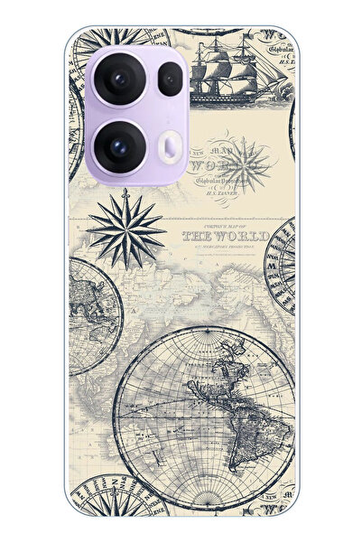 TechTree حافظة سيليكون متوافقة مع هاتف OPPO Reno 13 PRO وخرائط العالم الكلاسي...