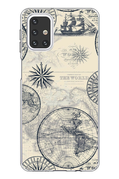 TechTree حافظة سيليكون متوافقة مع هاتف سامسونج جالاكسي M31s، خريطة العالم الك...