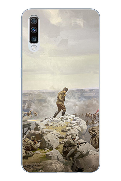 TechTree حافظة سيليكون متوافقة مع هاتف سامسونج جالاكسي A50-A30S من Cephede Commander Independence Ataturk مطبوع