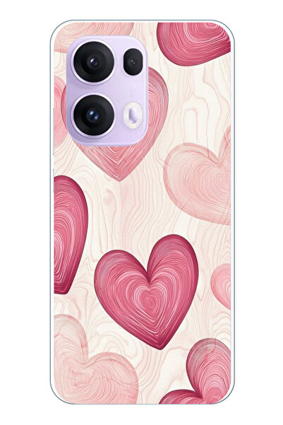 TechTree حافظة سيليكون متوافقة مع هاتف OPPO Reno 13 PRO باللون الوردي الخطوي مطبوع