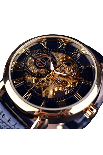 Forsining Men's Watch Mechanical Classic Automatic Skeleton Leather
