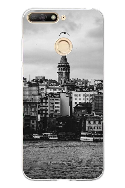 TechTree حافظة سيليكون لهاتف هواوي Y6 2018 - متوافقة مع Honor 7A مع مناظر برج...