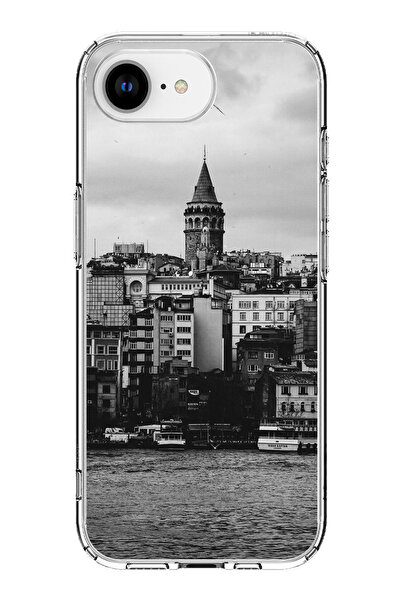 TechTree جراب سيليكون مطبوع متوافق مع هاتف iPhone 16E مع إطلالة على برج غالات...