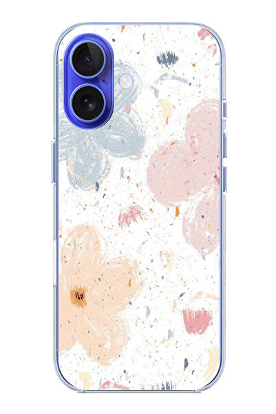 TechTree حافظة سيليكون مطبوع متوافقة مع هاتف iPhone 16 بنمط زهور تجريدية باست...