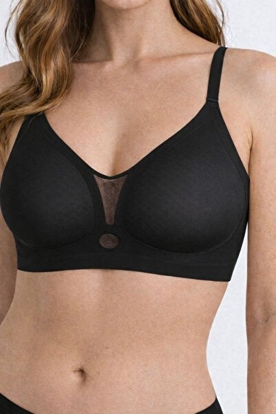 magicvonna Ghost Laser Cut Underwire-Free Stitch-Free Ghost Bra Black - Unpadded