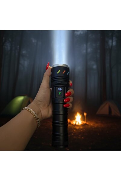 AyrStore El Feneri Led USB ŞARJLI-Ultra Güçlü Parlak 18.650 7.200 mAh Büyük B...