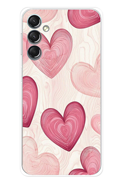 TechTree حافظة سيليكون متوافقة مع هاتف سامسونج جالاكسي A24 باللون الوردي الخطوي مطبوع