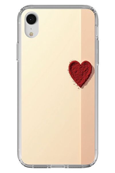 TechTree iPhone Xr Compatible Cream Ground Red Heart Printed Silicone Case