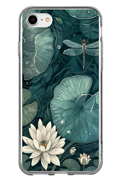 TechTree iPhone 7-8-Se 2020 Compatible Green Leafy Water Lily and Dragonfly P...