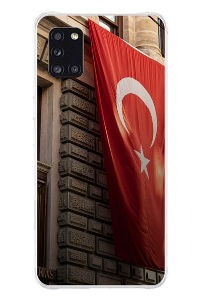 TechTree حافظة سيليكون متوافقة مع هاتف سامسونج جالاكسي A31 بتصميم العلم الترك...