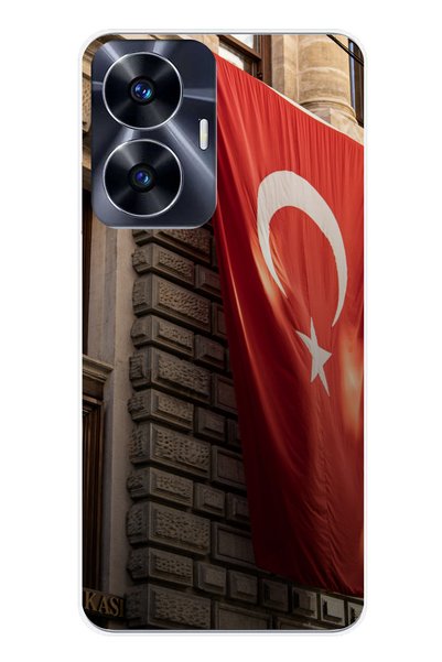 TechTree Realme C55 Compatible Giant Turkish Flag Printed Silicone Case