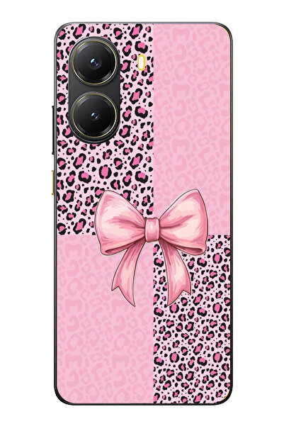 TechTree حافظة سيليكون متوافقة مع POCO X7 PRO بنمط الفهد الوردي وشريط مطبوع