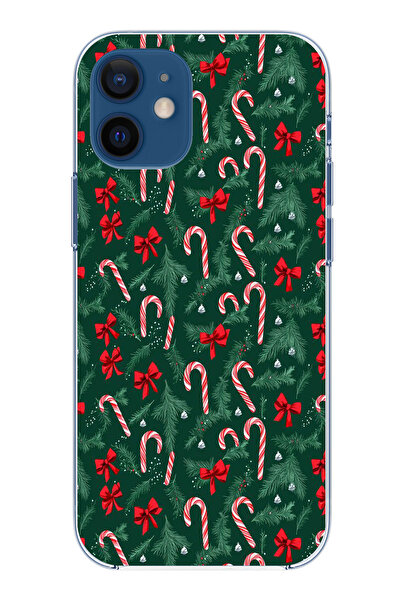 TechTree iPhone 12 Mini Compatible Christmas Tree and Candy Cane Printed Sili...