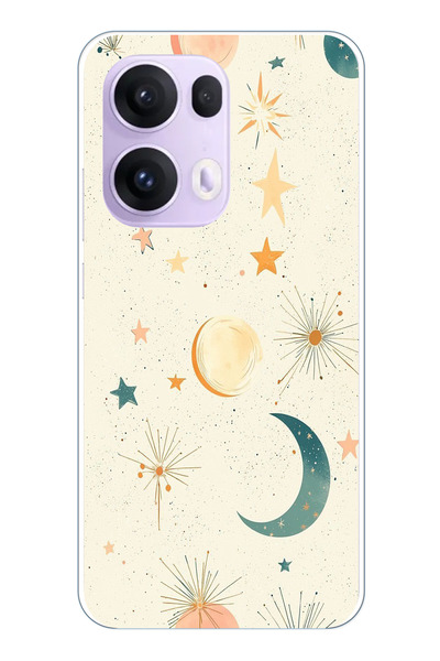 TechTree حافظة سيليكون متوافقة مع هاتف OPPO Reno 13 PRO ذات خلفية كريمية وقمر...