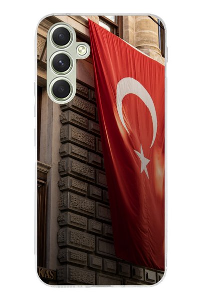TechTree حافظة سيليكون متوافقة مع هاتف سامسونج جالاكسي A15 بتصميم العلم الترك...