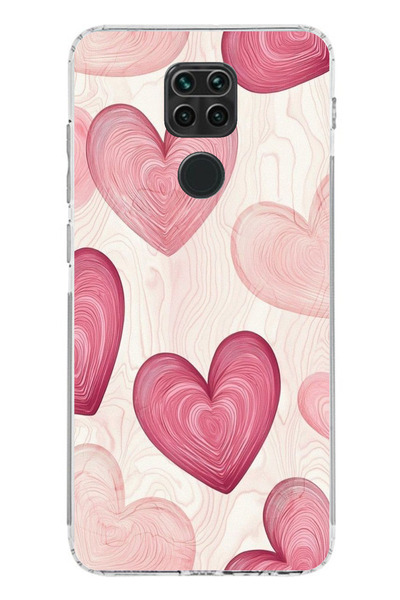 TechTree حافظة سيليكون متوافقة مع هاتف Redmi Note 9 باللون الوردي الخطوي مطبوع