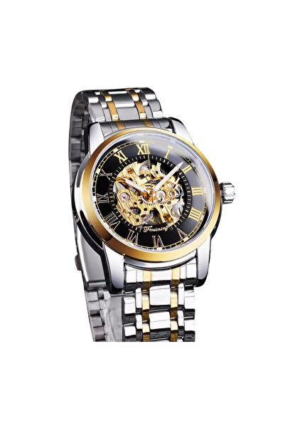 Forsining Ceas mecanic bărbătesc 349 argintiu-auriu – Funcții de design luxos, rezistent la apă 3ATM