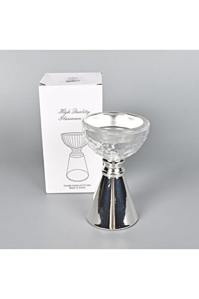 Generic Luxury glass incense burner, 15 cm tall, with a heat-resistant steel base, for hospitality and decorative purposes - Silver