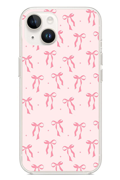 TechTree حافظة سيليكون مطبوع متوافقة مع هاتف iPhone 14 PLUS بنمط فيونكة وردية...