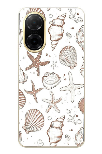 TechTree Redmi A5 Compatible Brown Starfish and Conch Printed Silicone Case