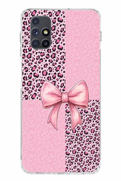 TechTree حافظة سيليكون متوافقة مع هاتف سامسونج جالاكسي M51 بنمط الفهد الوردي ...