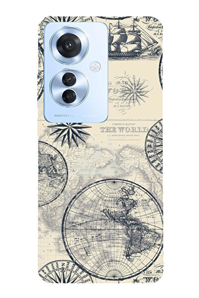 TechTree حافظة سيليكون متوافقة مع هاتف OPPO Reno 11F تحمل خريطة العالم القديم...