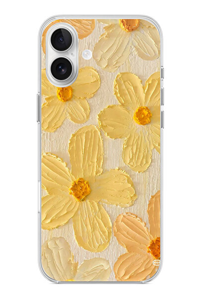 TechTree حافظة سيليكون متوافقة مع هاتف iPhone 16 PLUS بلون صفراء ديزي مطبوع