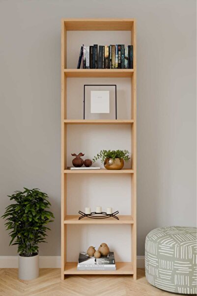 küçükalp ALP 5 RAFLI GENİŞ KİTAPLIK SAFİR MEŞE